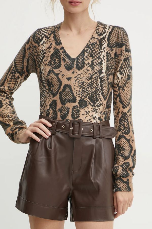 Morgan Kratke hlače Morgan SHOANE za žene, boja: smeđa, bez uzorka, visoki struk, SHOANE