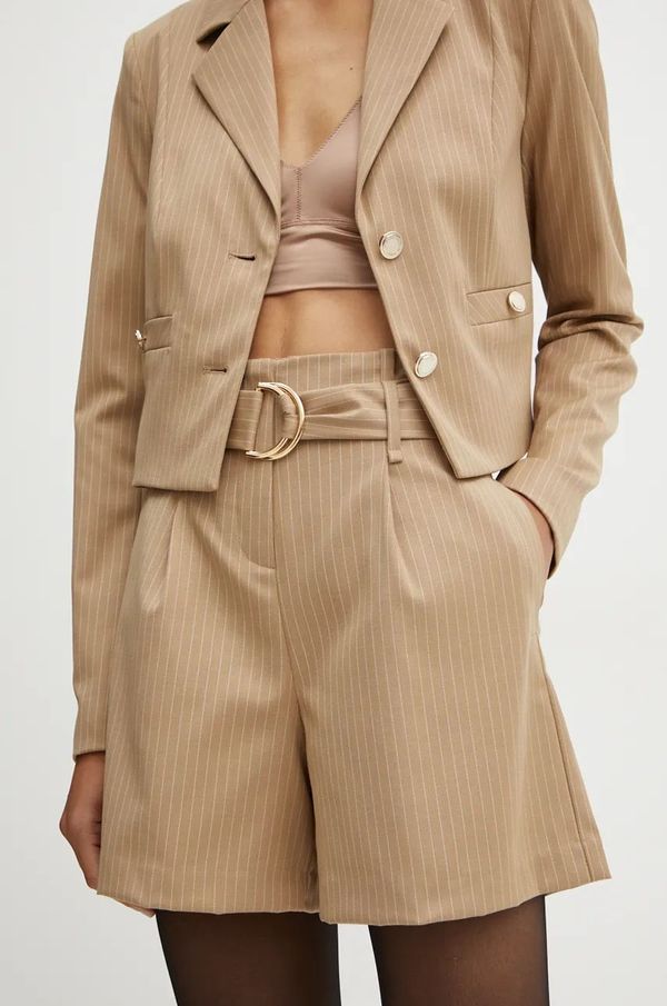 Morgan Kratke hlače Morgan SHURY.F za žene, boja: bež, s uzorkom, visoki struk, SHURY.F