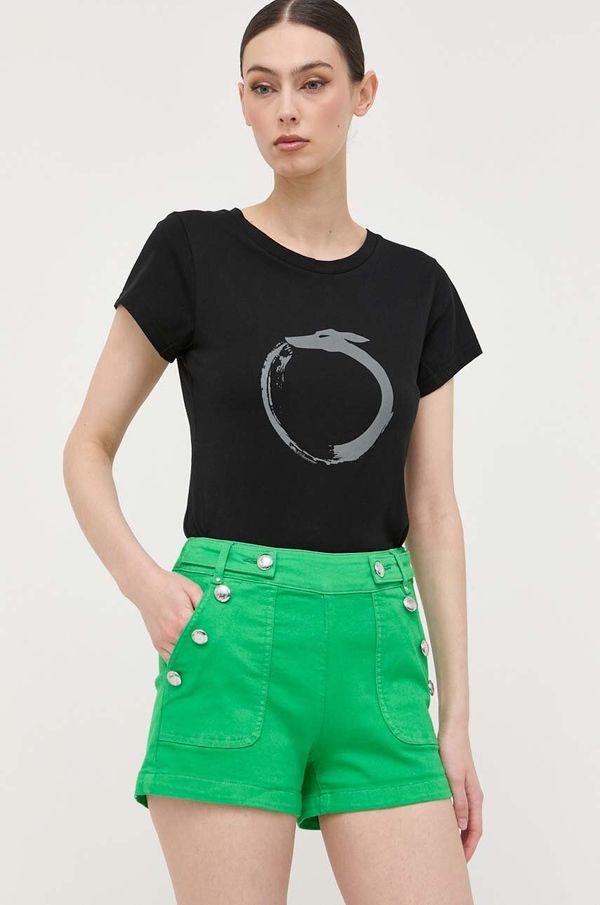 Morgan Kratke hlače Morgan za žene, boja: zelena, glatki materijal, visoki struk