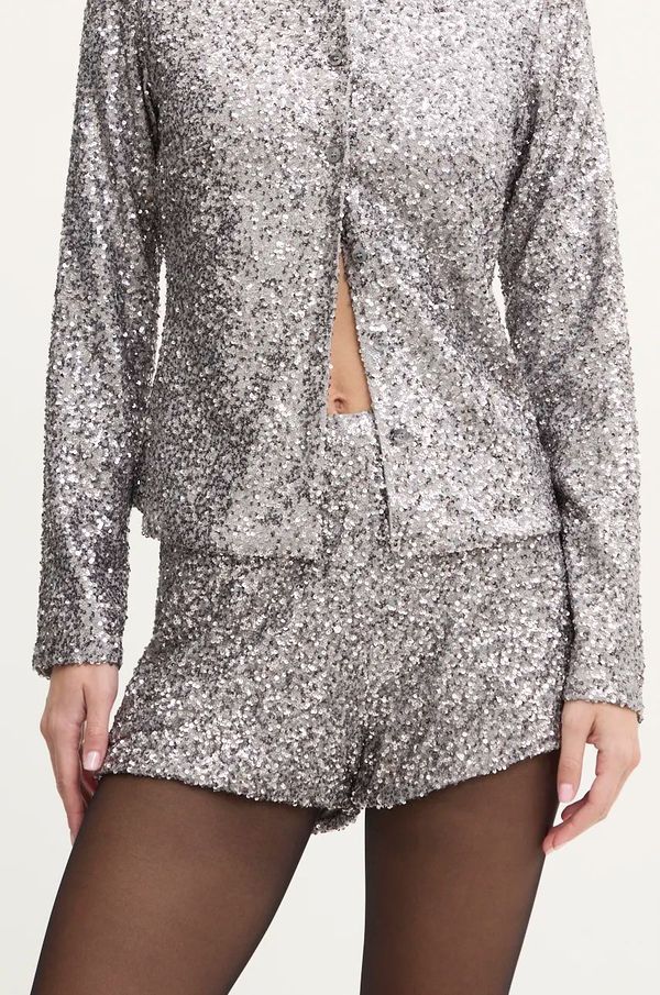 Never Fully Dressed Kratke hlače Never Fully Dressed Gunmetal Sequin Hot Pants za žene, boja: srebrna, bez uzorka, visoki struk, NFDTR351