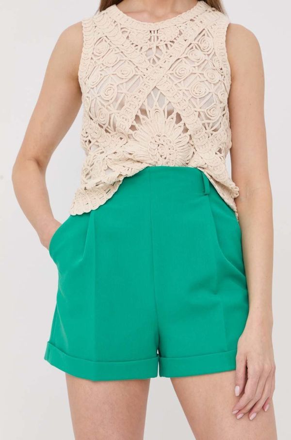 Nissa Kratke hlače Nissa za žene, boja: zelena, glatki materijal, visoki struk