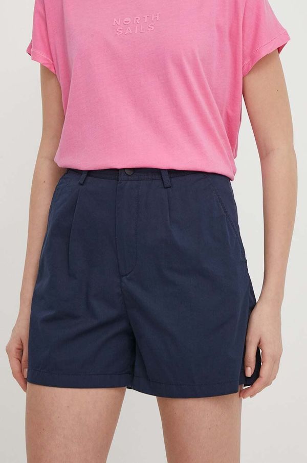North Sails Kratke hlače North Sails za žene, boja: tamno plava, bez uzorka, visoki struk, 074776