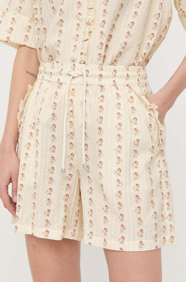 Notes du Nord Kratke hlače Notes du Nord za žene, boja: žuta, s uzorkom, visoki struk