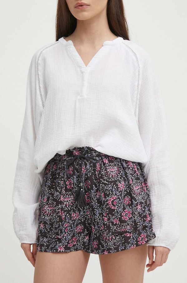 Pepe Jeans Kratke hlače Pepe Jeans PATTY za žene, boja: crna, s uzorkom, visoki struk, PL801103