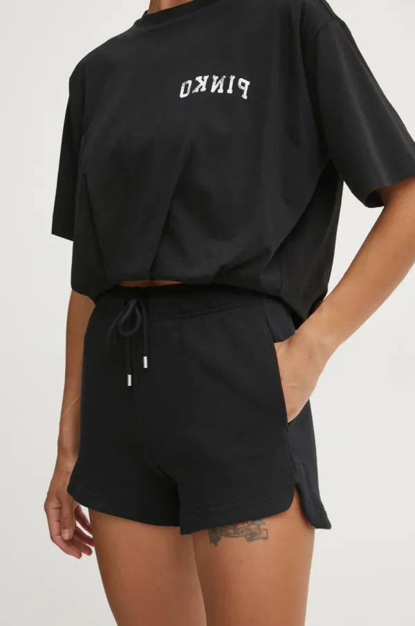 Pinko Kratke hlače Pinko za žene, boja: crna, s tiskom, srednje visoki struk, 104284 A2BZ