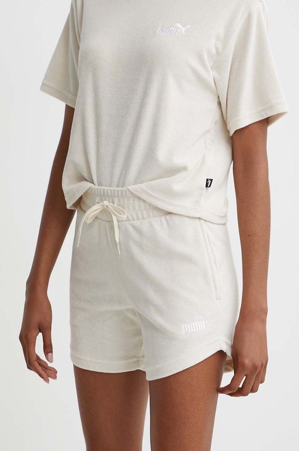 Puma Kratke hlače Puma za žene, boja: bež, bez uzorka, visoki struk, 677946