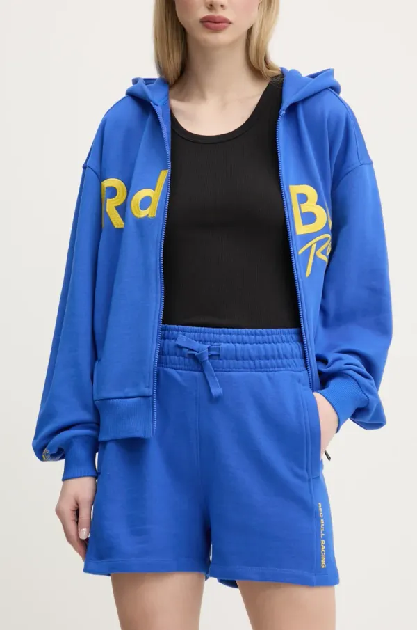 Red Bull Racing x Pepe Jeans Kratke hlače Red Bull Racing x Pepe Jeans HIGH WAISTED SHORTS za žene, boja: ljubičasta, s tiskom, visoki struk, RL800008