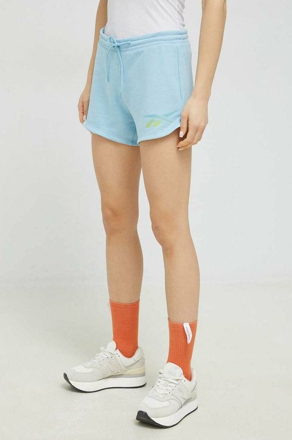 Reebok Kratke hlače Reebok za žene, boja: tirkizna, s tiskom, srednje visoki struk