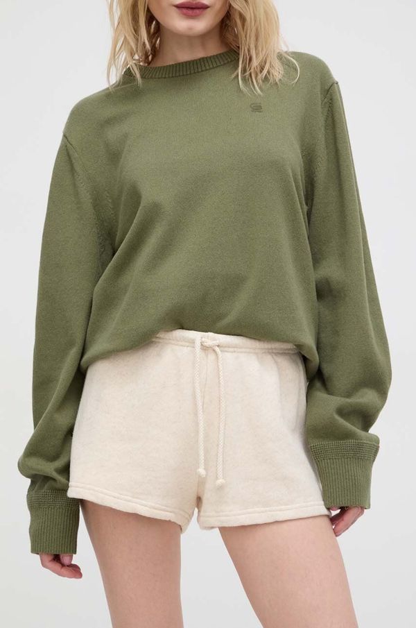 American Vintage Kratke hlače s dodatkom lana American Vintage boja: bež, bez uzorka, visoki struk