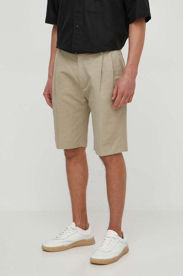 Calvin Klein Kratke hlače s dodatkom lana Calvin Klein boja: bež, K10K112657