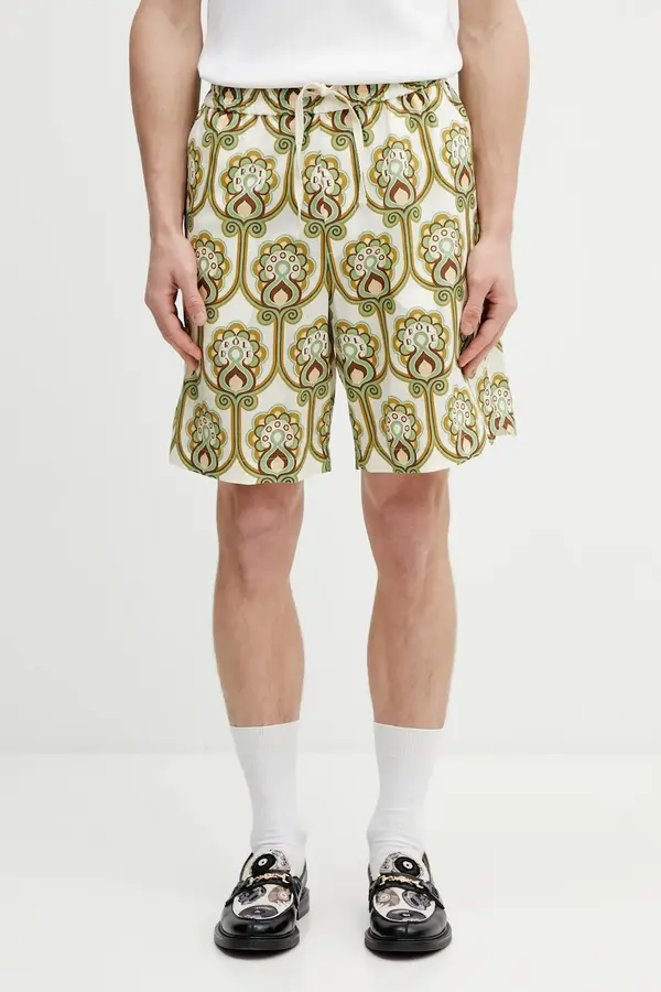 Drôle de Monsieur Kratke hlače s dodatkom lana Drôle de Monsieur Short Tapisserie Florale Lin