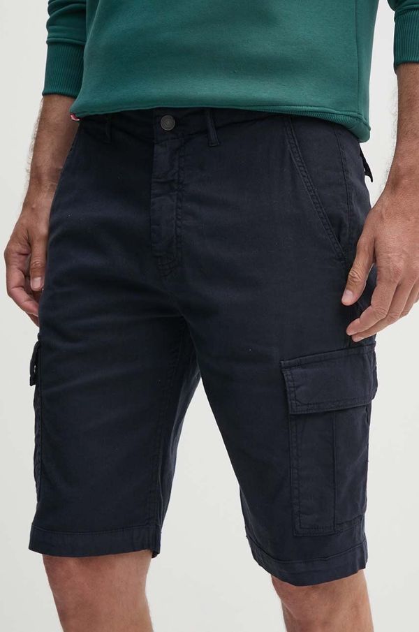 Guess Kratke hlače s dodatkom lana Guess boja: tamno plava, M4GD17 WFBXA