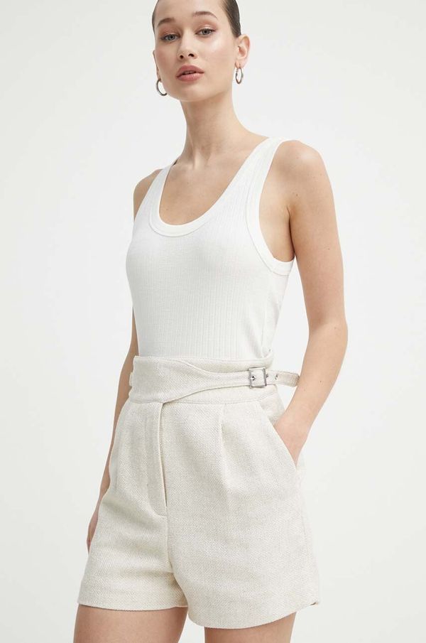 IRO Kratke hlače s dodatkom lana IRO boja: bež, bez uzorka, visoki struk