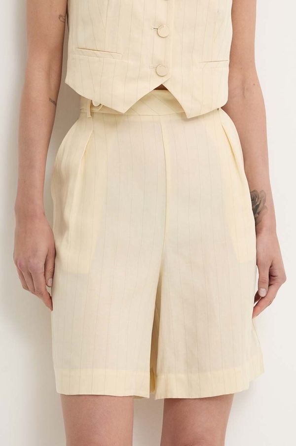 Liu Jo Kratke hlače s dodatkom lana Liu Jo boja: bež, s uzorkom, visoki struk