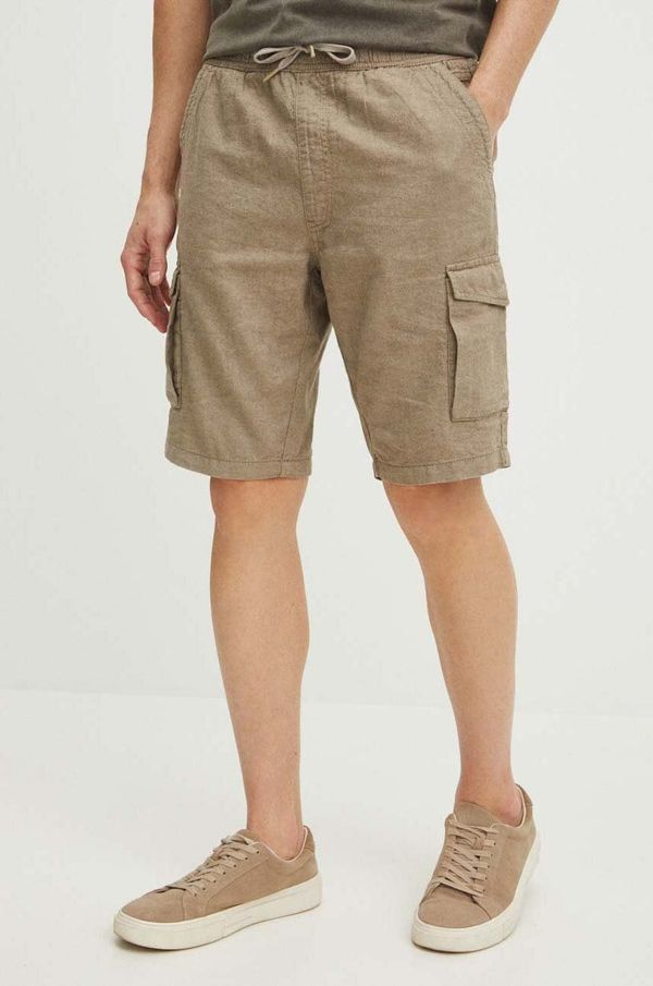 Medicine Kratke hlače s dodatkom lana Medicine za muškarce, boja: bež, melanž