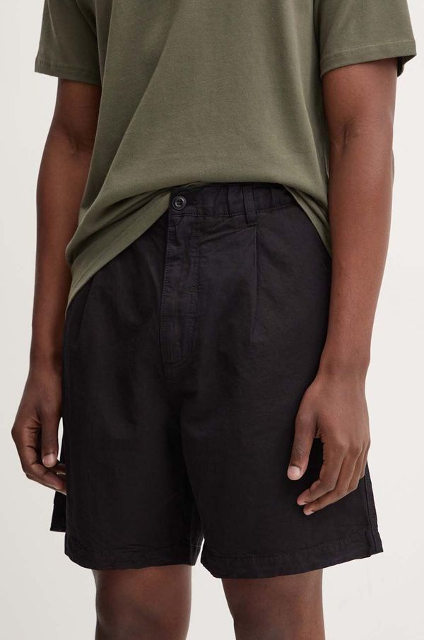 Samsoe Samsoe Kratke hlače s dodatkom lana Samsoe Samsoe SAHAMMEL boja: crna, M24200051