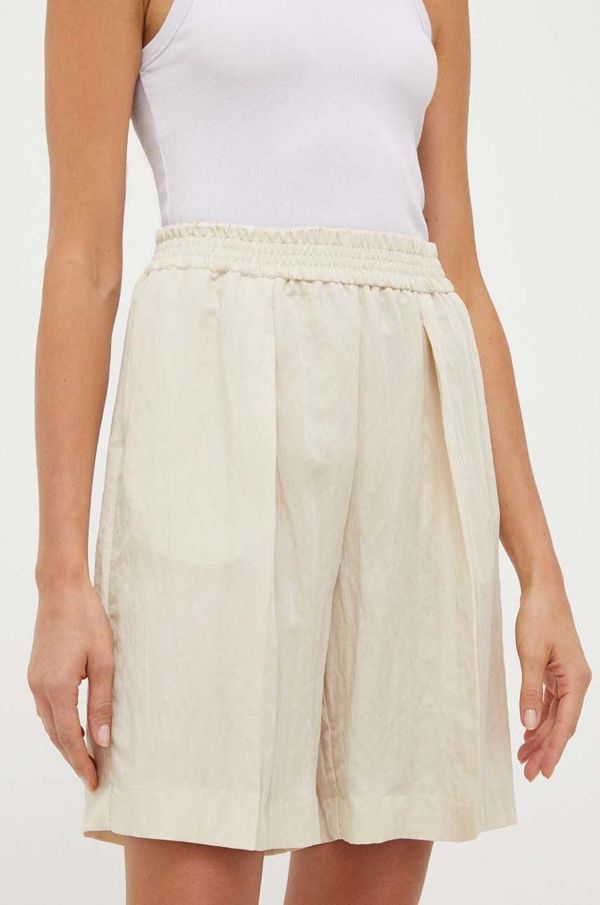 Samsoe Samsoe Kratke hlače Samsoe Samsoe za žene, boja: bež, glatki materijal, visoki struk