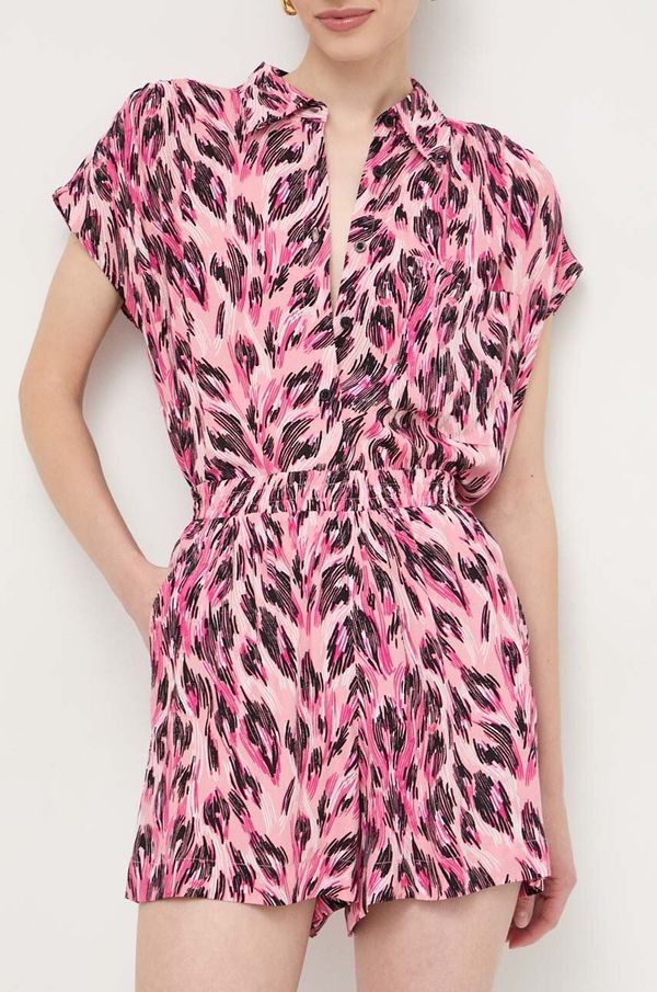 Silvian Heach Kratke hlače Silvian Heach za žene, boja: ružičasta, s uzorkom, visoki struk