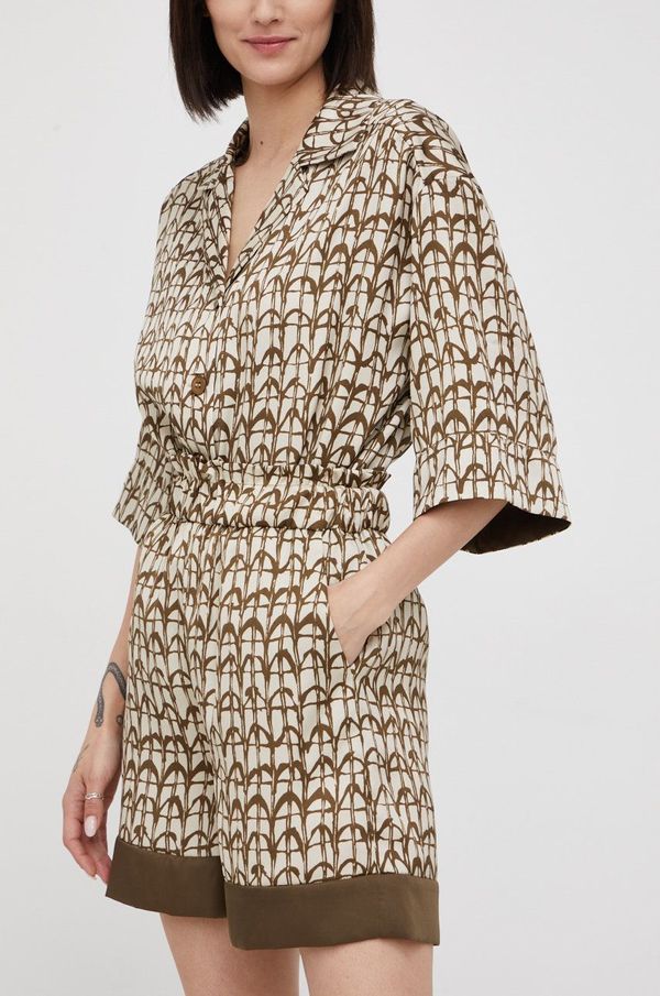 Sisley Kratke hlače Sisley za žene, boja: zelena, s uzorkom, visoki struk