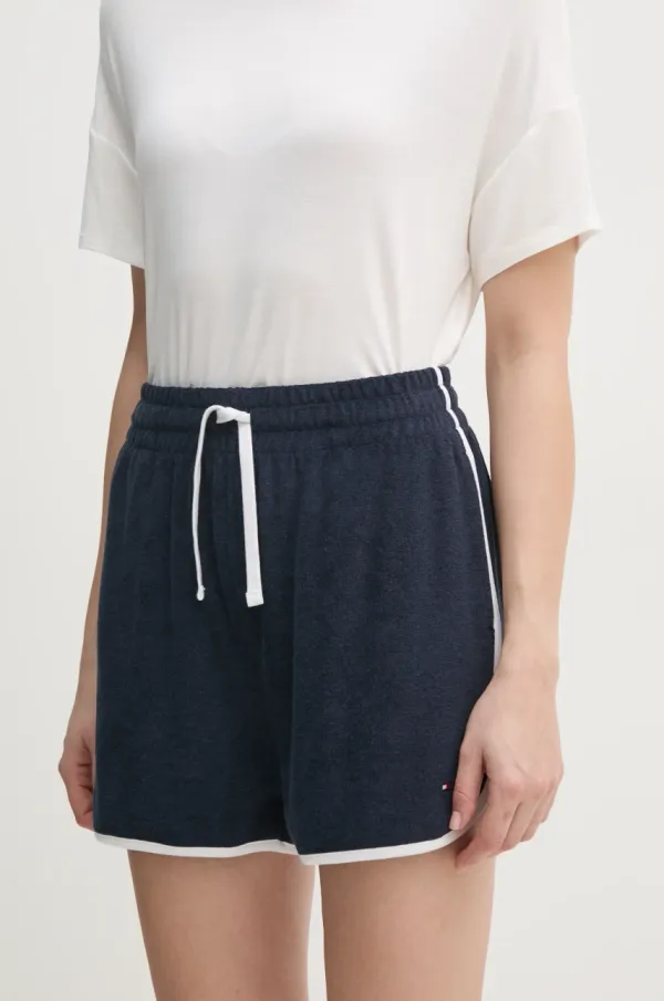 Tommy Hilfiger Kratke hlače Tommy Hilfiger za žene, boja: tamno plava, s aplikacijom, visoki struk, UW0UW05951