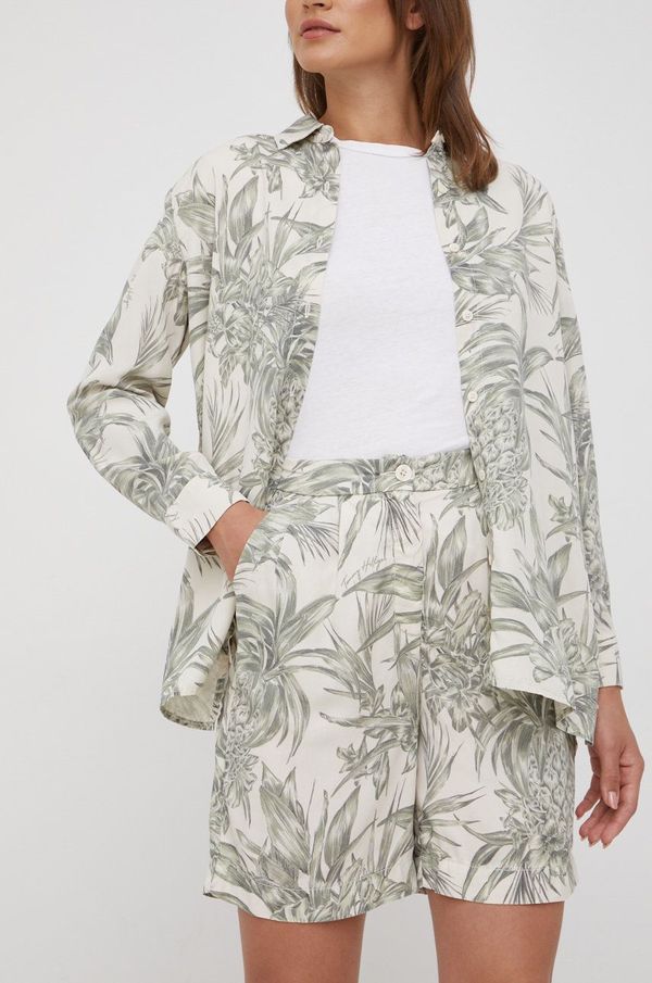 Tommy Hilfiger Kratke hlače Tommy Hilfiger za žene, boja: zelena, s uzorkom, visoki struk