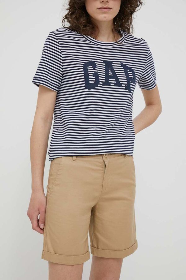 United Colors of Benetton Kratke hlače United Colors of Benetton za žene, boja: bež, glatki materijal, srednje visoki struk