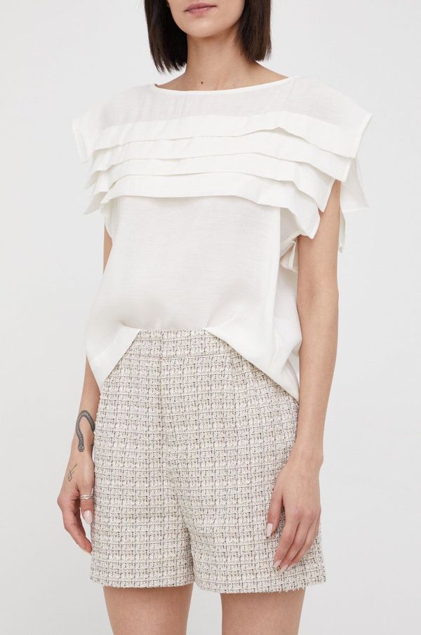 United Colors of Benetton Kratke hlače United Colors of Benetton za žene, boja: bež, s uzorkom, visoki struk