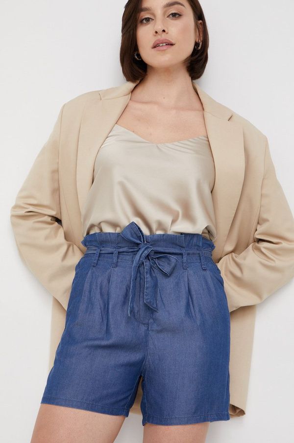 United Colors of Benetton Kratke hlače United Colors of Benetton za žene, boja: tamno plava, glatki materijal, visoki struk