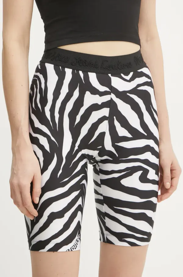 Versace Jeans Couture Kratke hlače Versace Jeans Couture za žene, boja: crna, s uzorkom, srednje visoki struk, 78HAC106 JS482