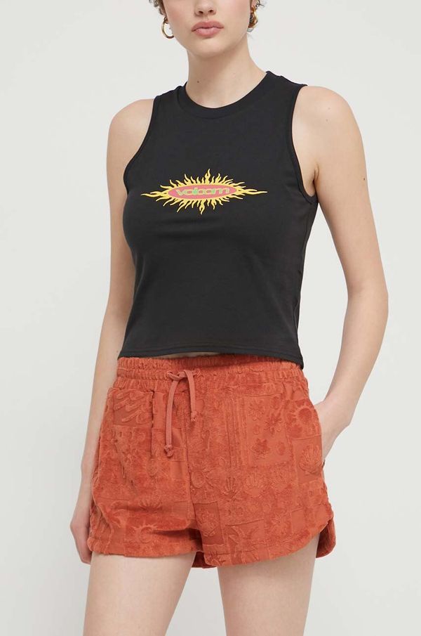Volcom Kratke hlače Volcom za žene, boja: narančasta, visoki struk