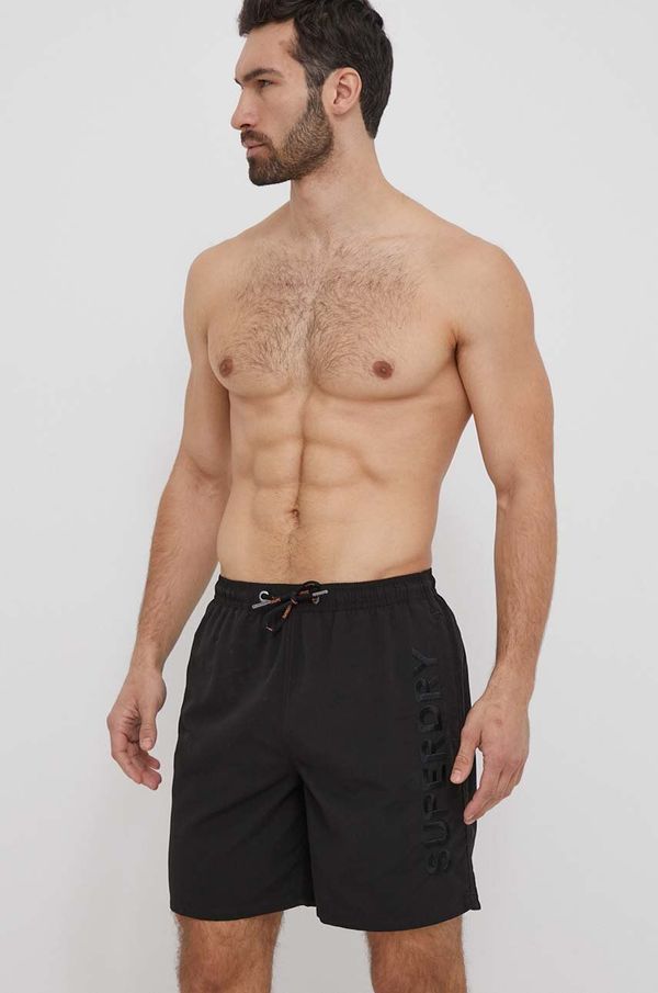Superdry Kratke hlače za kupanje Superdry boja: crna