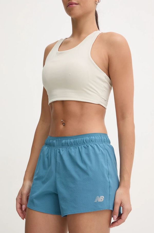 New Balance Kratke hlače za trčanje New Balance boja: zelena, bez uzorka, srednje visoki struk, WS41286TEI
