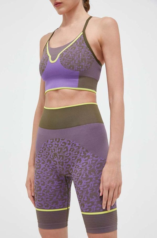 adidas by Stella McCartney Kratke hlače za trening adidas by Stella McCartney boja: ljubičasta, s uzorkom, visoki struk