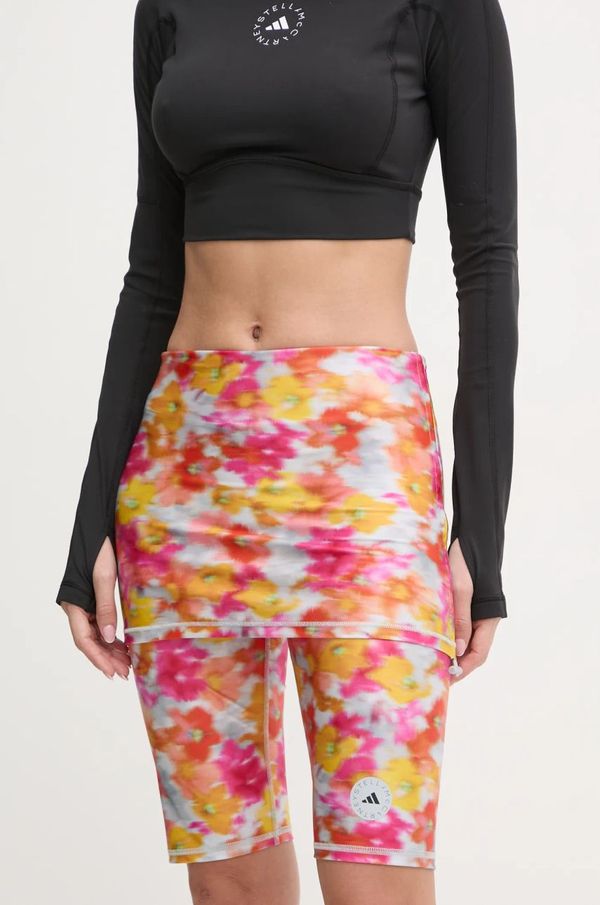 adidas by Stella McCartney Kratke hlače za trening adidas by Stella McCartney boja: siva, s uzorkom, visoki struk, IW3880