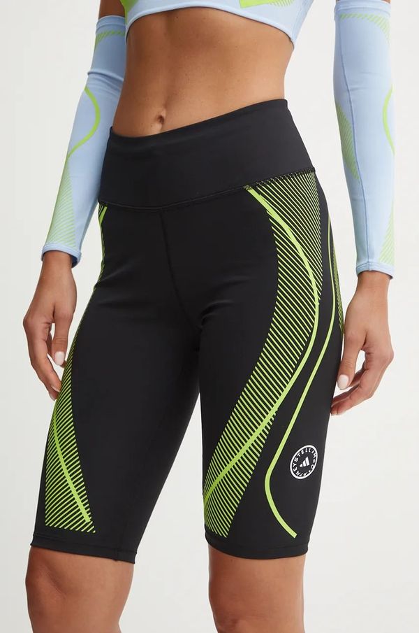 adidas by Stella McCartney Kratke hlače za trening adidas by Stella McCartney TruePace boja: crna, s tiskom, visoki struk, IZ0175