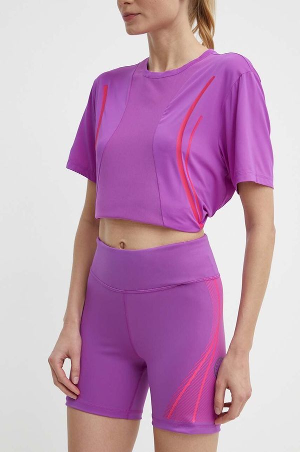 adidas by Stella McCartney Kratke hlače za trening adidas by Stella McCartney TruePace boja: ljubičasta, s tiskom, visoki struk, IT5779