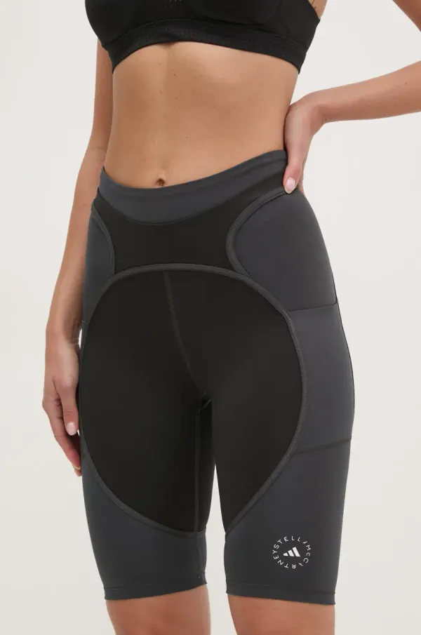 adidas by Stella McCartney Kratke hlače za trening adidas by Stella McCartney Two-Tone boja: crna, s uzorkom, visoki struk, JM0304