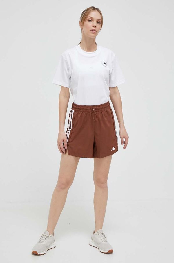 adidas Performance Kratke hlače za trening adidas Performance Hyperglam 5 boja: smeđa, s tiskom, visoki struk