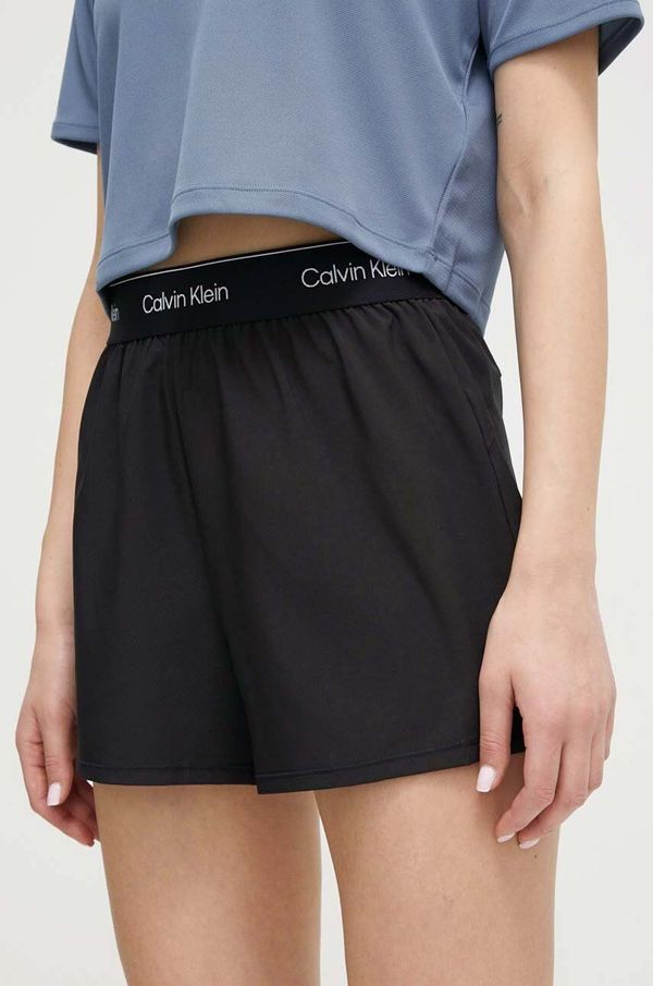 Calvin Klein Performance Kratke hlače za trening Calvin Klein Performance boja: crna, s tiskom, visoki struk