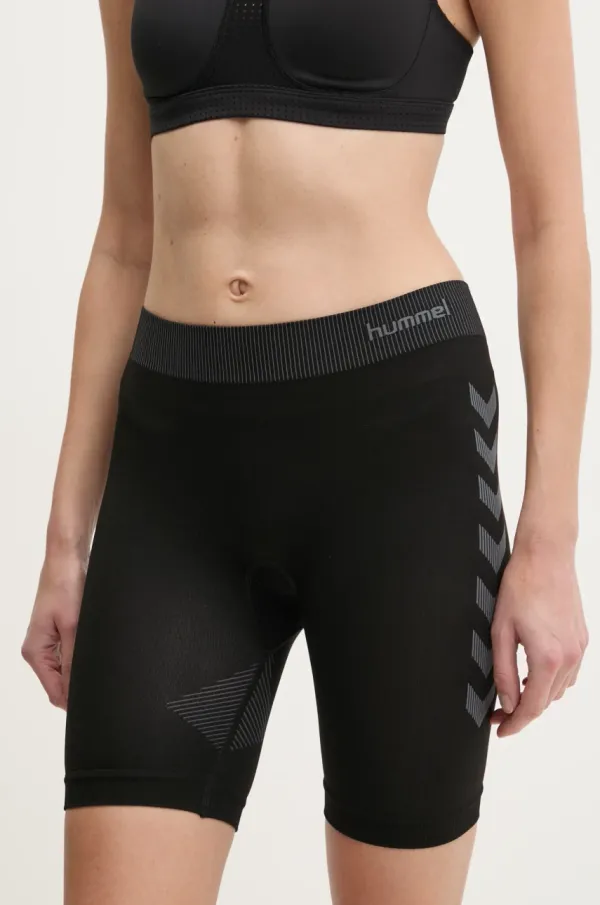 Hummel Kratke hlače za trening Hummel boja: crna, s tiskom, srednje visoki struk, 202649