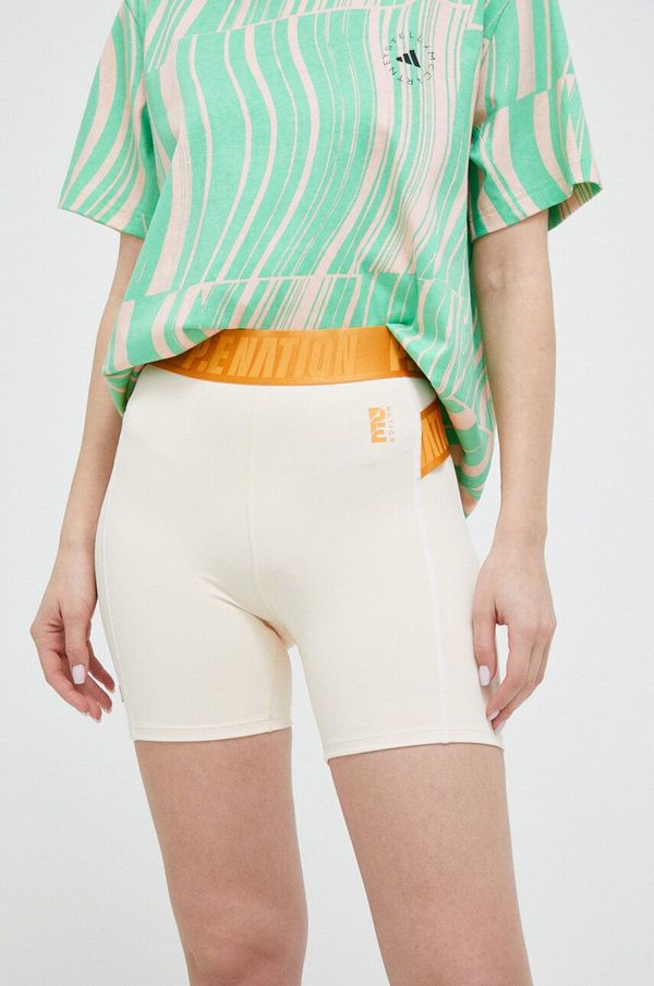 P.E Nation Kratke hlače za trening P.E Nation Fairway boja: bež, glatki materijal, visoki struk