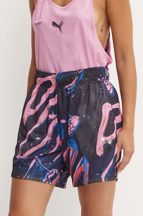 Puma Kratke hlače za trening Puma Cherry on Top boja: crna, s uzorkom, srednje visoki struk, 682295