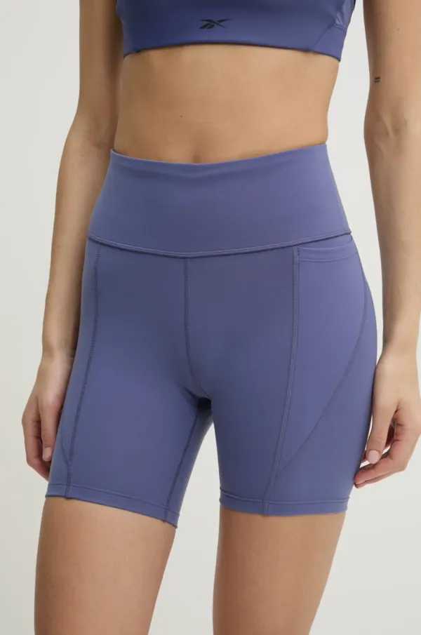 Reebok Kratke hlače za trening Reebok LUX Collection boja: ljubičasta, bez uzorka, visoki struk, 100214846