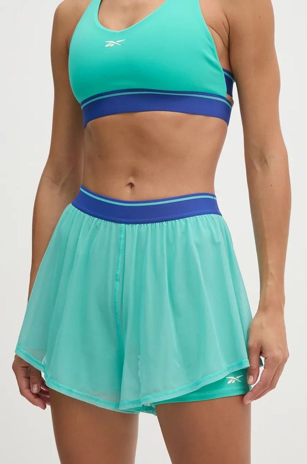 Reebok Kratke hlače za trening Reebok Team boja: tirkizna, s tiskom, visoki struk, 100205793
