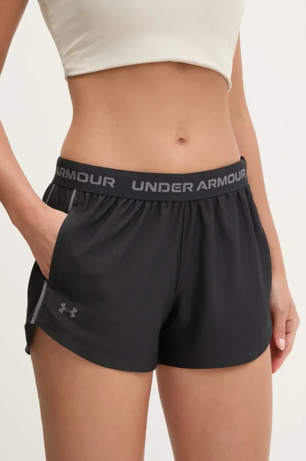 Under Armour Kratke hlače za trening Under Armour Tech Play boja: crna, s aplikacijom, srednje visoki struk, 1389882