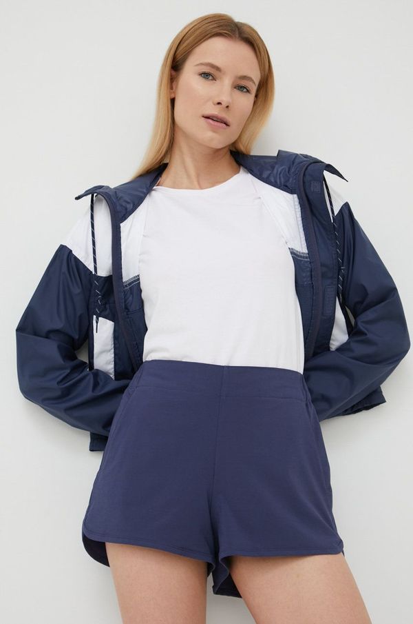 Columbia Kratke outdoor hlače Columbia Pleasant Creek za žene, boja: tamno plava, glatki materijal, visoki struk