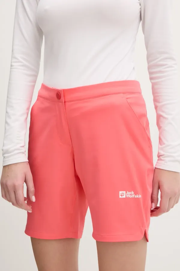 Jack Wolfskin Kratke outdoor hlače Jack Wolfskin Hiking Alpine boja: ružičasta, bez uzorka, srednje visoki struk, 1509141