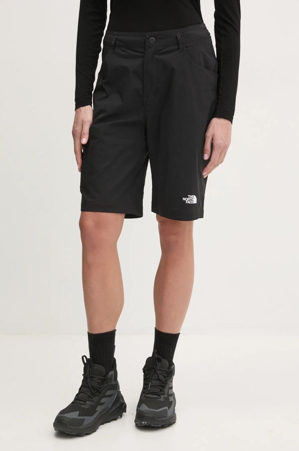 The North Face Kratke outdoor hlače The North Face Exploration boja: crna, bez uzorka, visoki struk, NF0A8BS3JK31