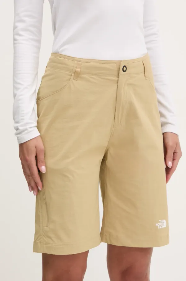 The North Face Kratke outdoor hlače The North Face Exploration boja: zelena, bez uzorka, visoki struk, NF0A8BS3LK51