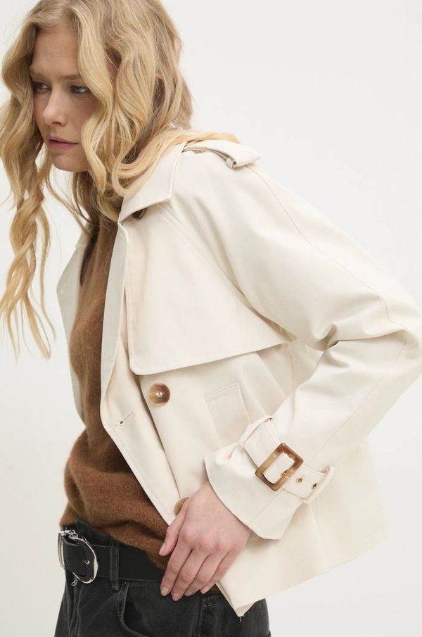 Answear Lab Kratki baloner Answear Lab boja: bež, za prijelazno razdoblje, kopčanje u dva reda